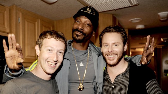facebook: Mark Zuckerberg, Snoop Dogg e Sean Parker