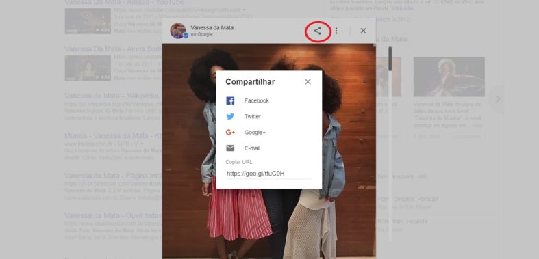 Opção de compartilhamento no Google Posts