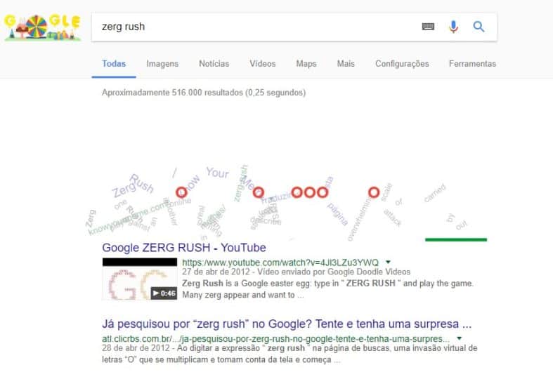 Como jogar Zerg Rush no Google