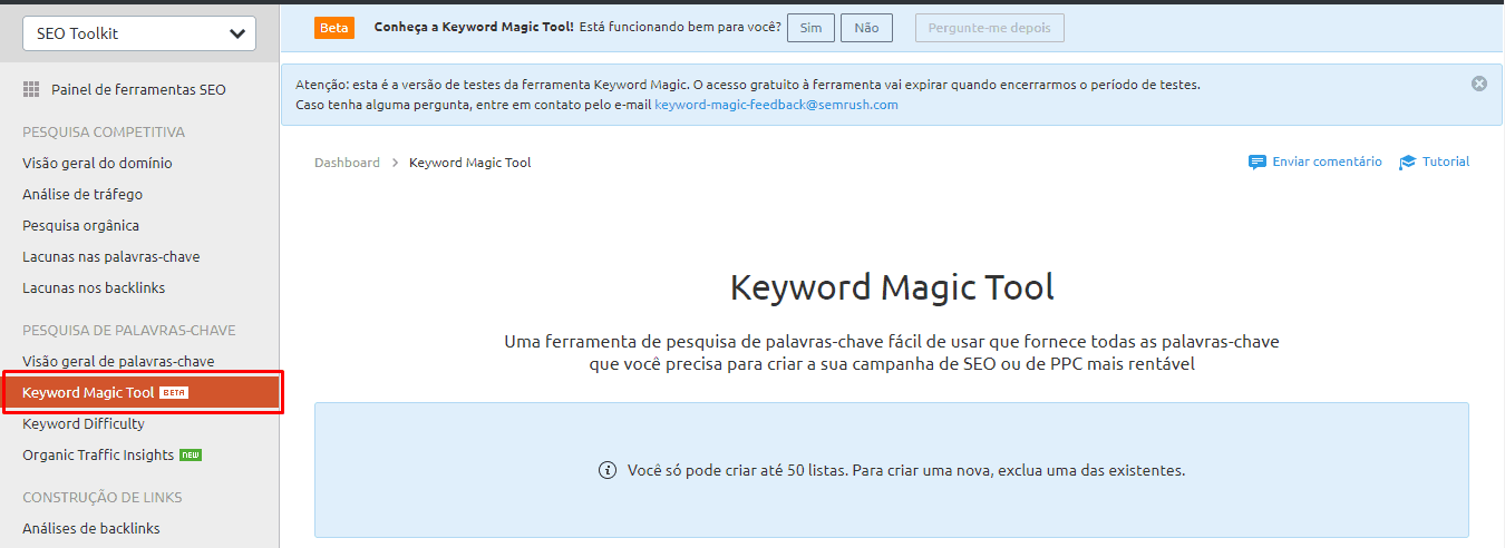 Keyword Magic Tool