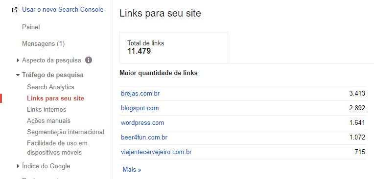 Google Search Console - Links para seu site