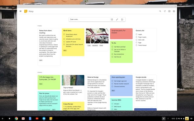 screenshot Google Keep - gerenciador de tarefas