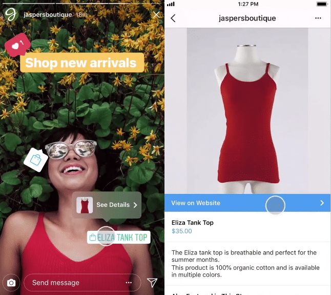 Instagram Shopping nos Stories