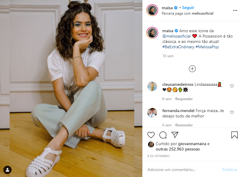 Postagem da Maisa no Instagram