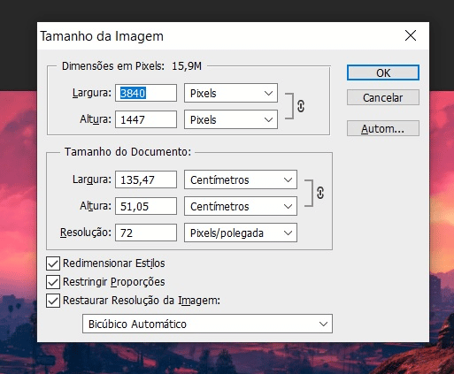 Print de redimensionamento de imagem no Photoshop