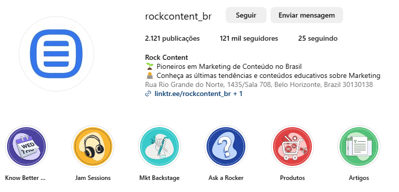 Perfil Instagram Rock Content