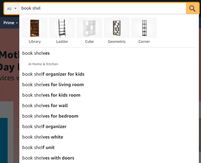 Amazon search example.