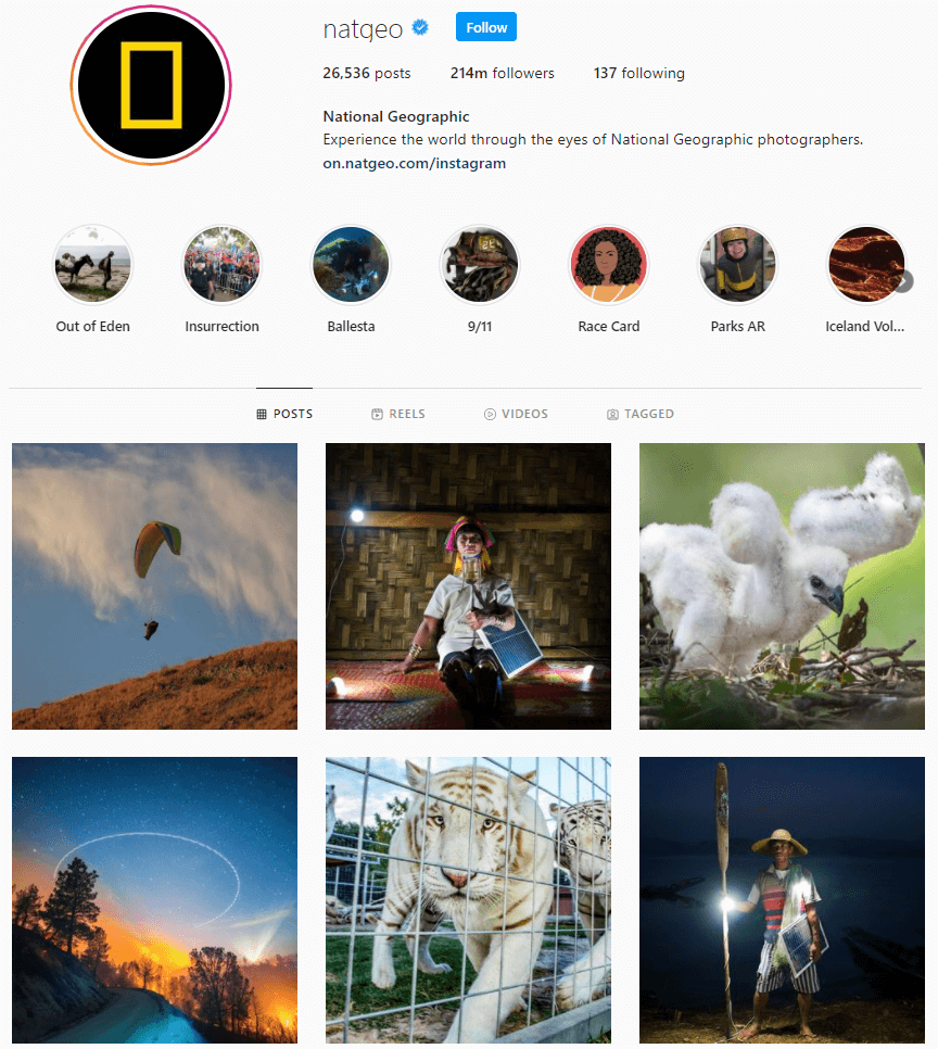 National Geographic's instagram