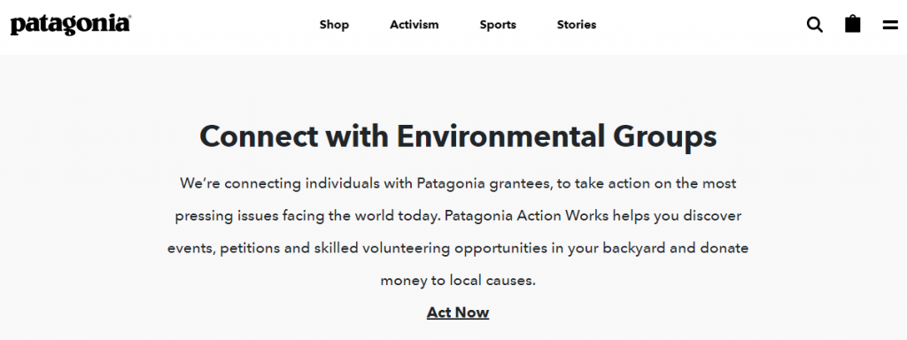 patagonia call-to-action