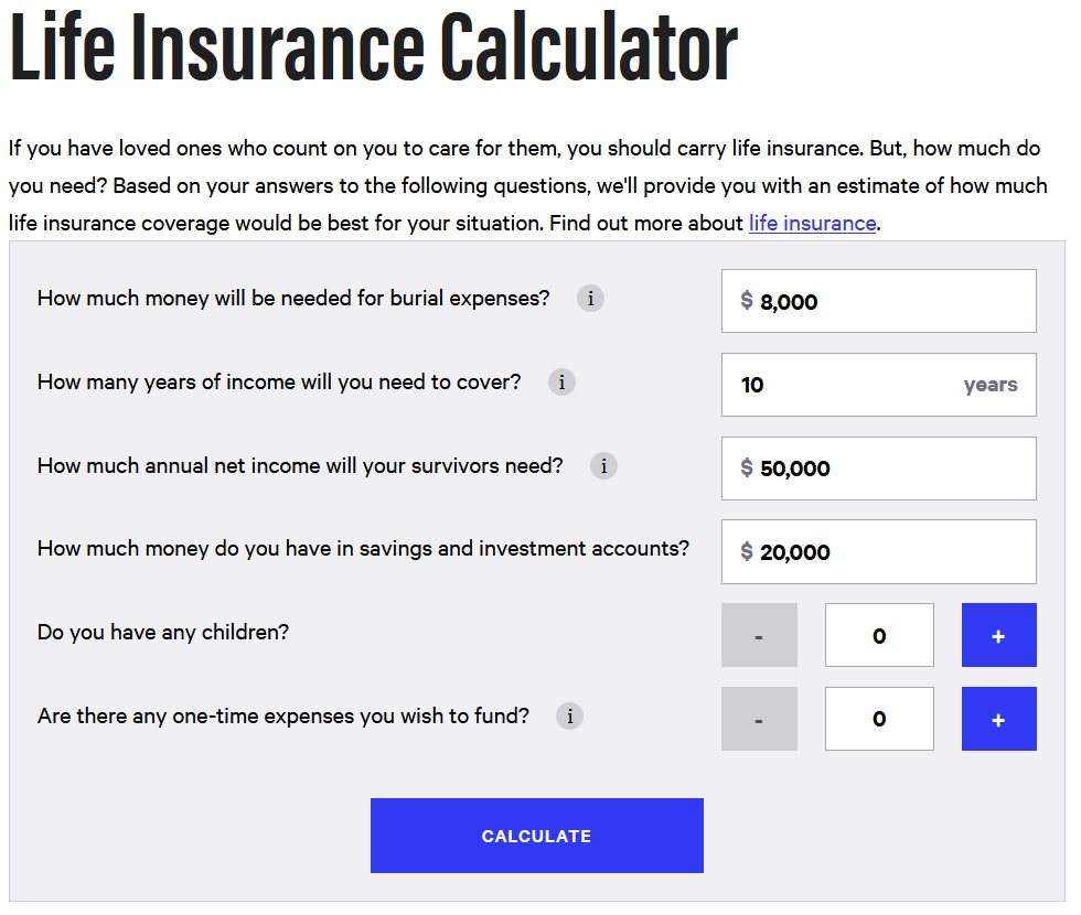 Bankrate (life insurance calculator)