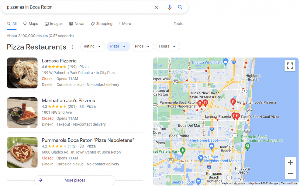 local search for pizzerias