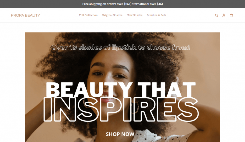 Propa Beauty Website Navigation Example