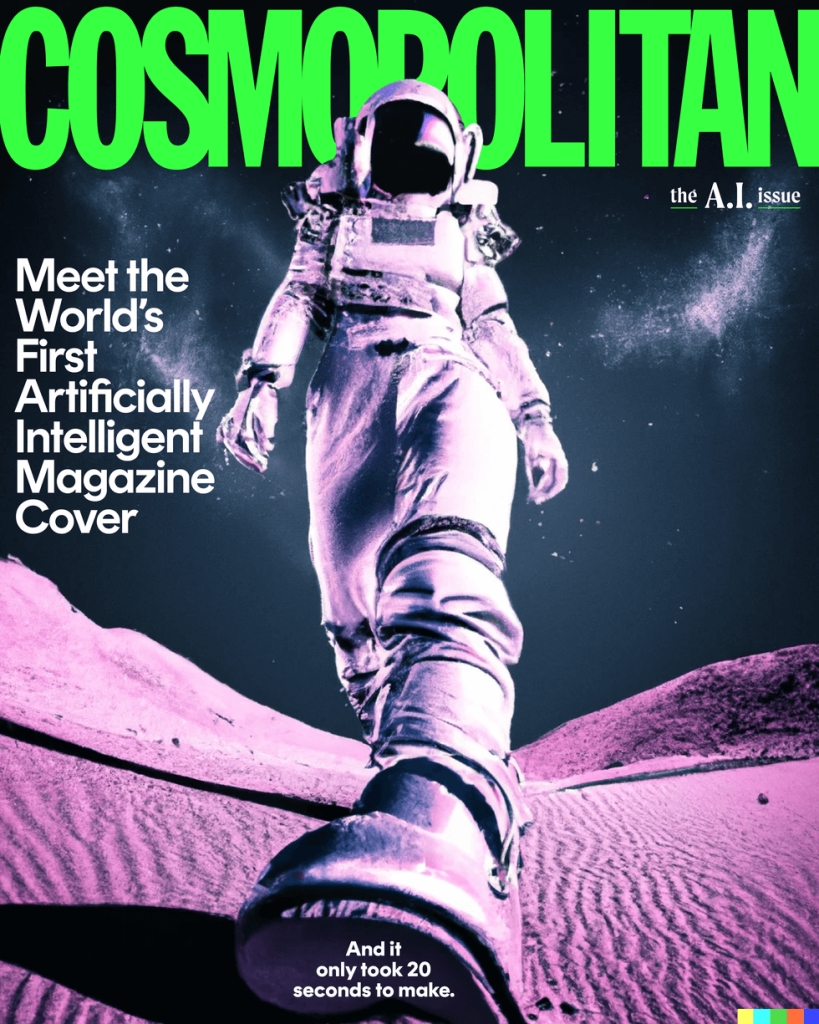 magazine cover for Cosmopolitan using DALL-E 2