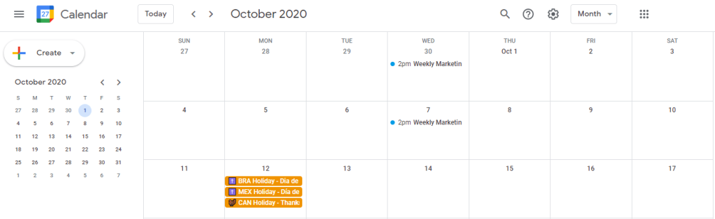 Google Calendar (writing schedule)