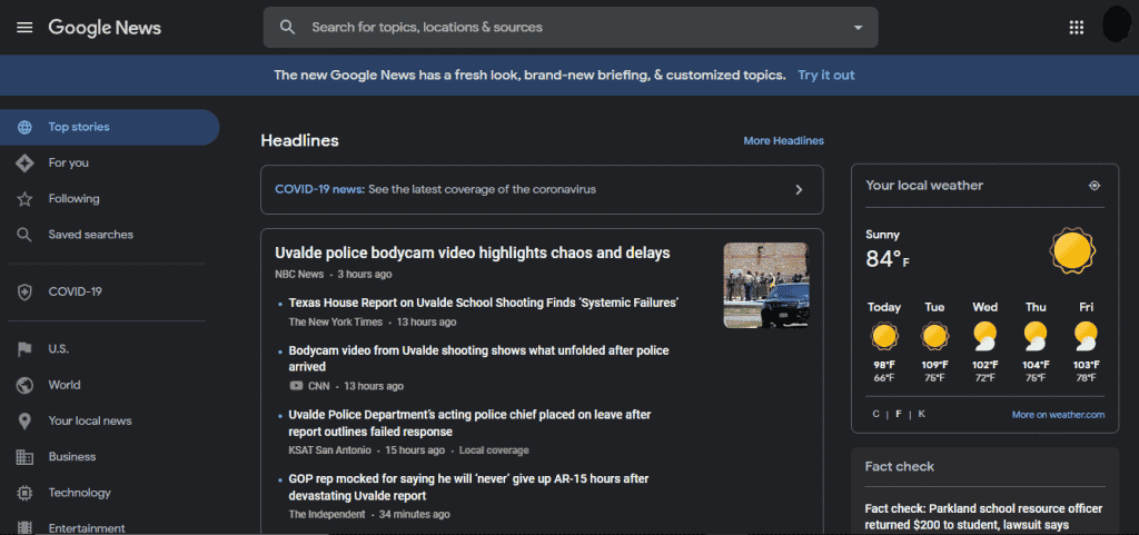 What is new in the Google News Redesign?