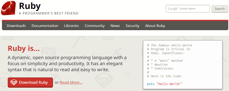 Ruby website (scripting languages)