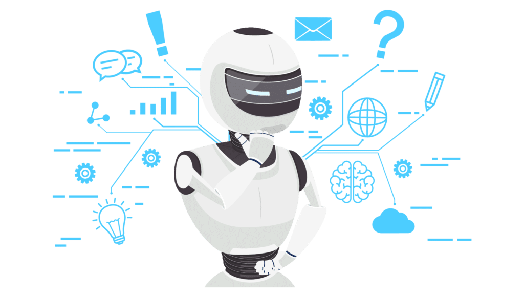 Illustration of a robot thinking