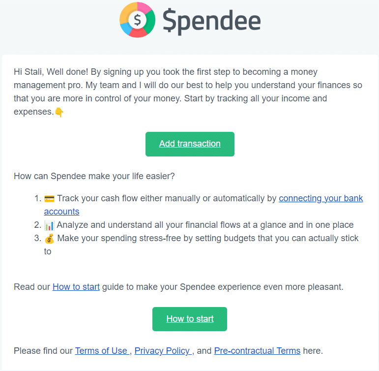 Spendee lead-captivating email content
