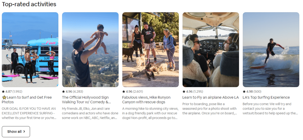 Airbnb users' shared experiences - digital marketing examples